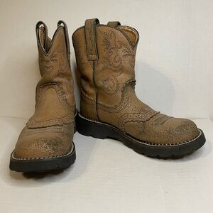 ARIAT Fatbaby Distressed Leather Brown Western Work Boots Women's 8.5B Rodeo